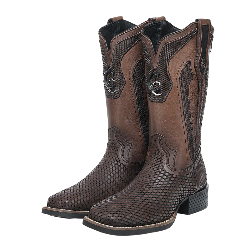 Cuadra Men's Honey Embroidery & Laser Square Toe Leather Boots CU984