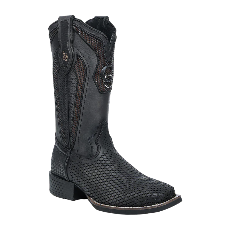 Cuadra Men's Oxford Black Laser Square Toe Leather Boots CU985