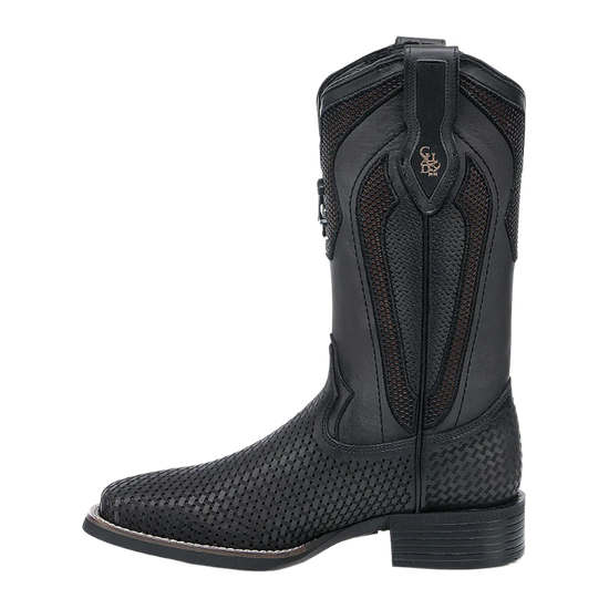 Cuadra Men's Oxford Black Laser Square Toe Leather Boots CU985