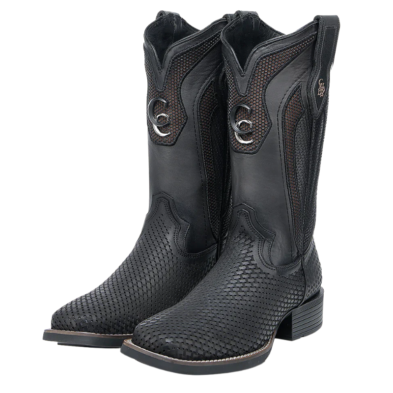 Cuadra Men's Oxford Black Laser Square Toe Leather Boots CU985