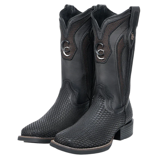 Cuadra Men's Oxford Black Laser Square Toe Leather Boots CU985