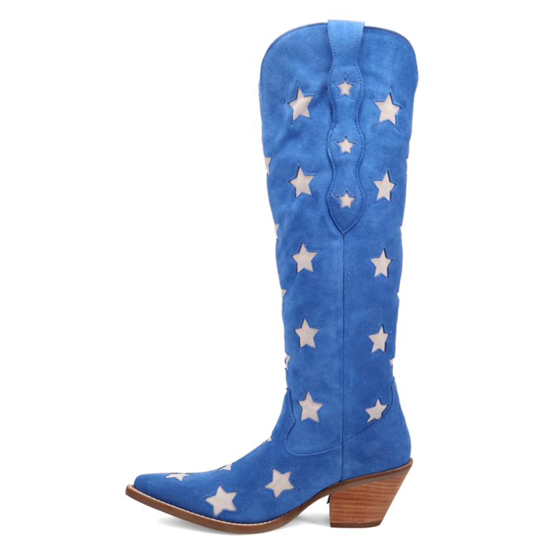 Dingo Ladies Suede Super Star Blue Tall Western Boots DI2177-BL