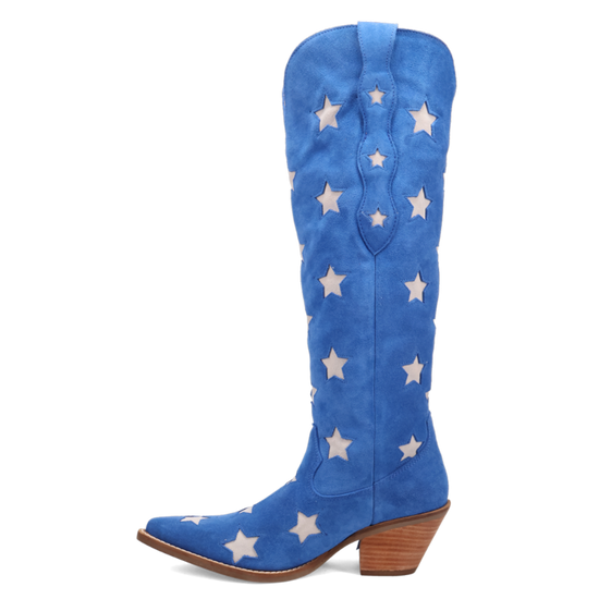 Dingo Ladies Suede Super Star Blue Tall Western Boots DI2177-BL