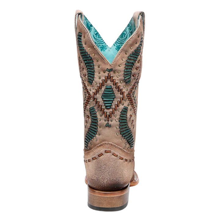 Corral Ladies Woven Embroidery & Studs Sand Cowboy Boots A4840