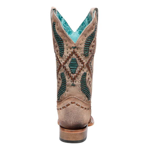 Corral Ladies Woven Embroidery & Studs Sand Cowboy Boots A4840