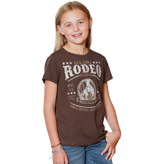 Cruel Girl Kid's Rodeo Roundup Brown T-Shirt CTK8910006