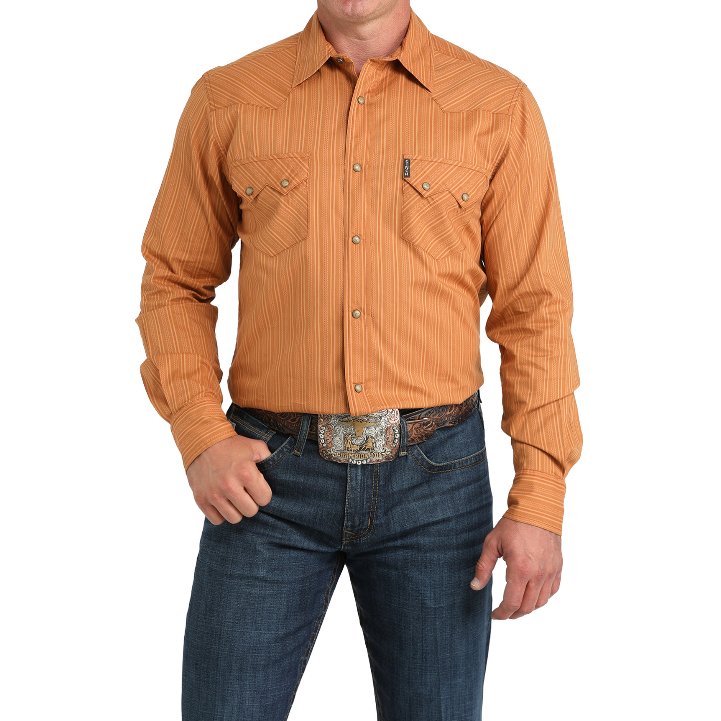 Cinch Men's Brown Western Modern Stripe Snap Shirt MTW1301087
