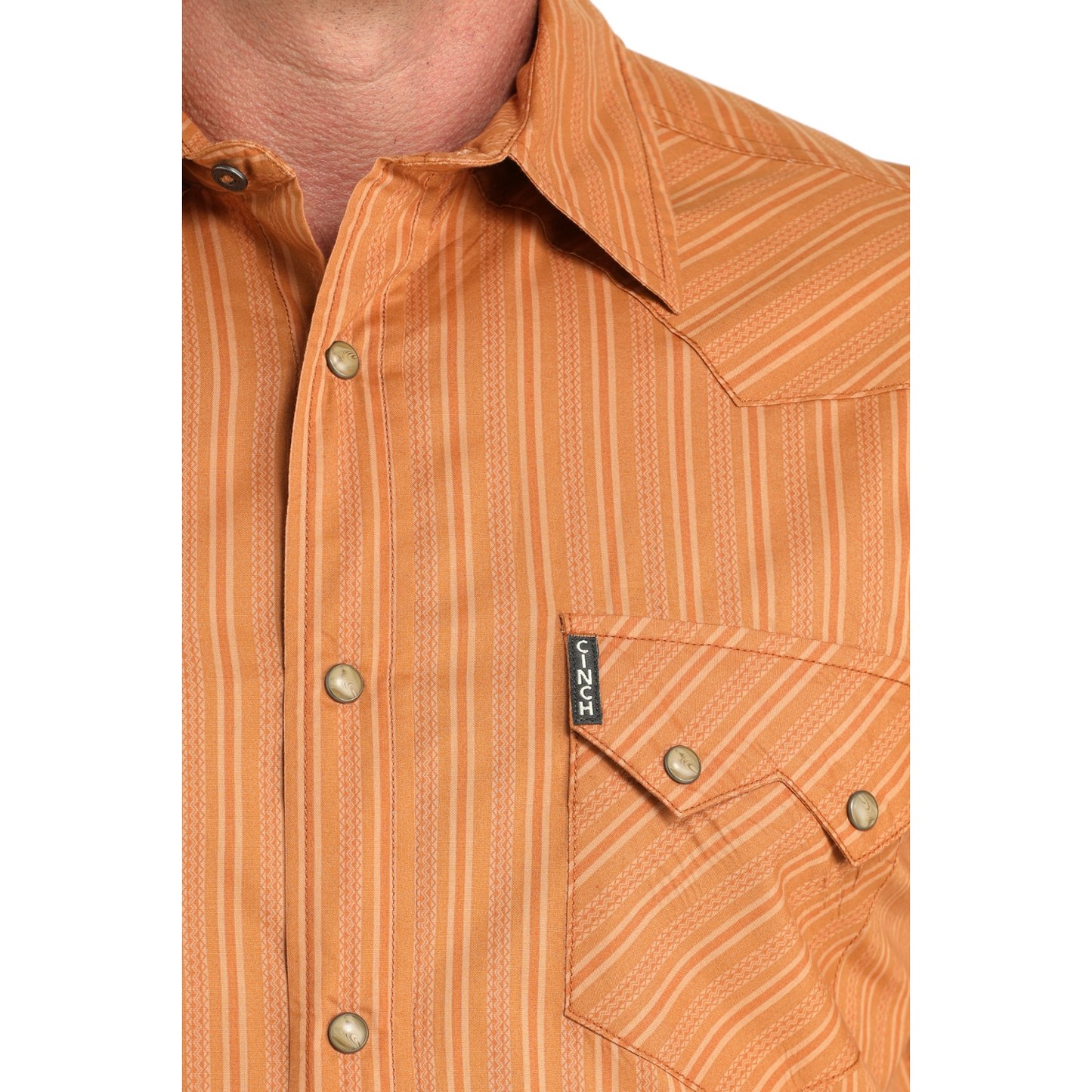 Cinch Men's Brown Western Modern Stripe Snap Shirt MTW1301087