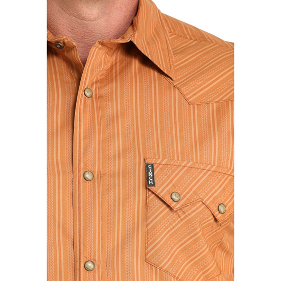 Cinch Men's Brown Western Modern Stripe Snap Shirt MTW1301087