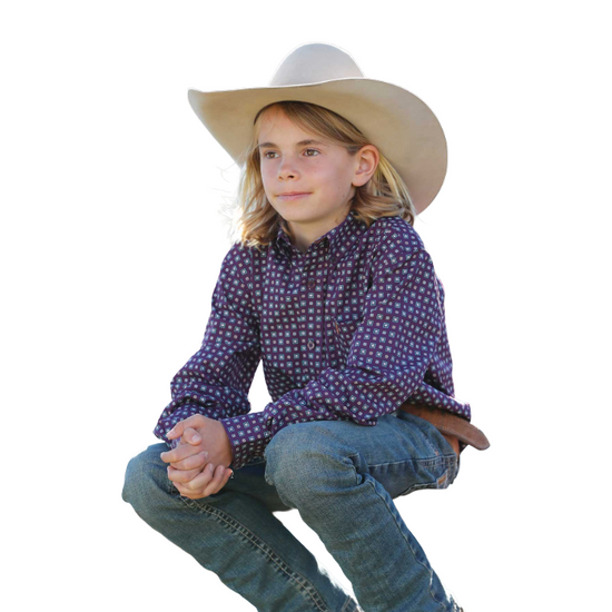 Cinch Boy's Long Sleeve Print Purple Shirt MTW7060390