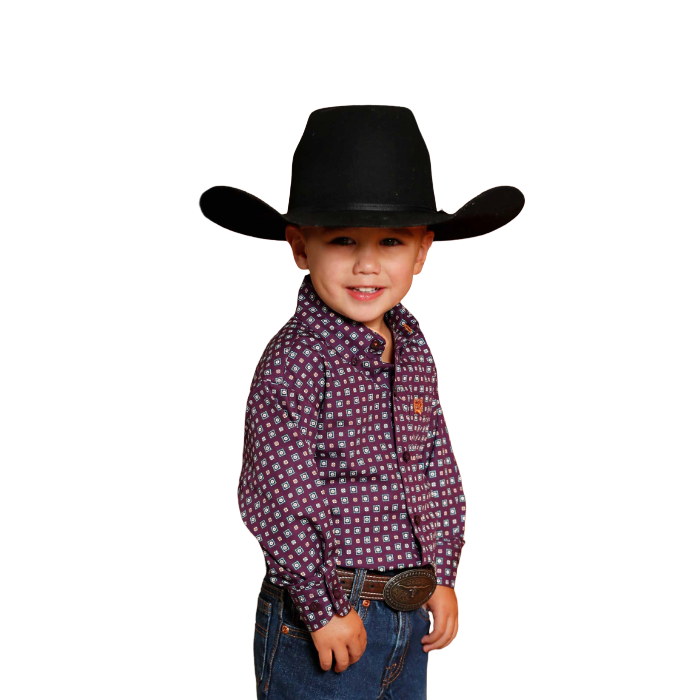 Cinch Boy's Long Sleeve Print Purple Shirt MTW7062390