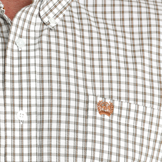 Cinch Men's White Plaid Button Down Shirt MTW1105983