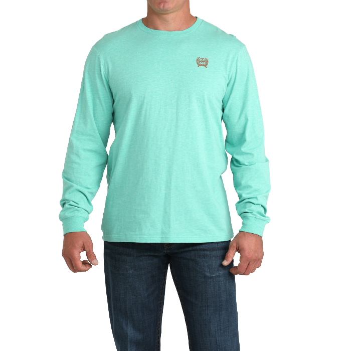 Cinch Men's Long Sleeve Turquoise T-Shirt MTK1721019