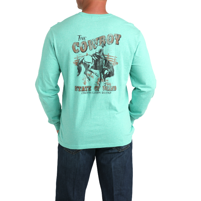 Cinch Men's Long Sleeve Turquoise T-Shirt MTK1721019