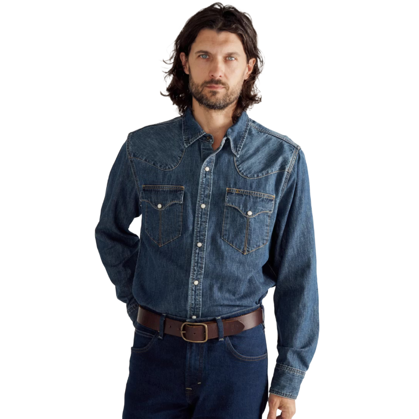 Tecovas Men's Dark Wash Denim Peal Snap Shirt 40437DWH