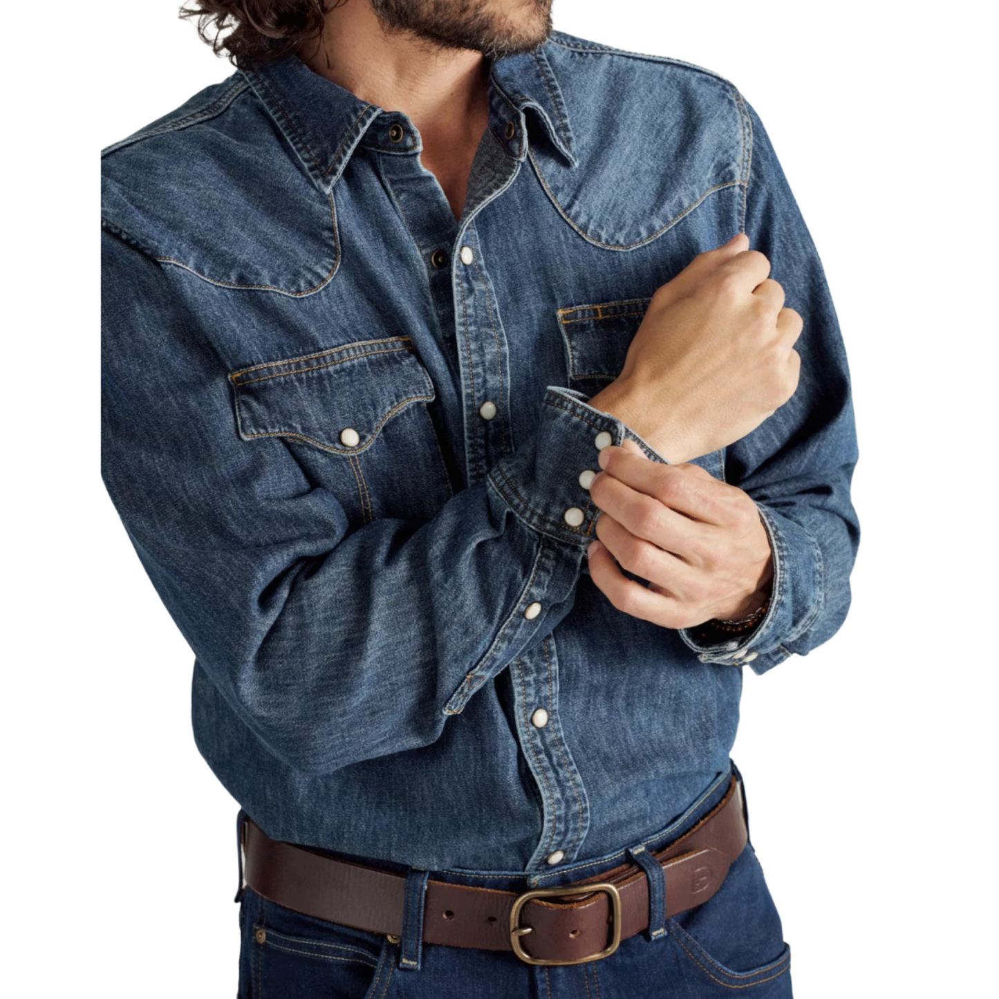 Tecovas Men's Dark Wash Denim Peal Snap Shirt 40437DWH