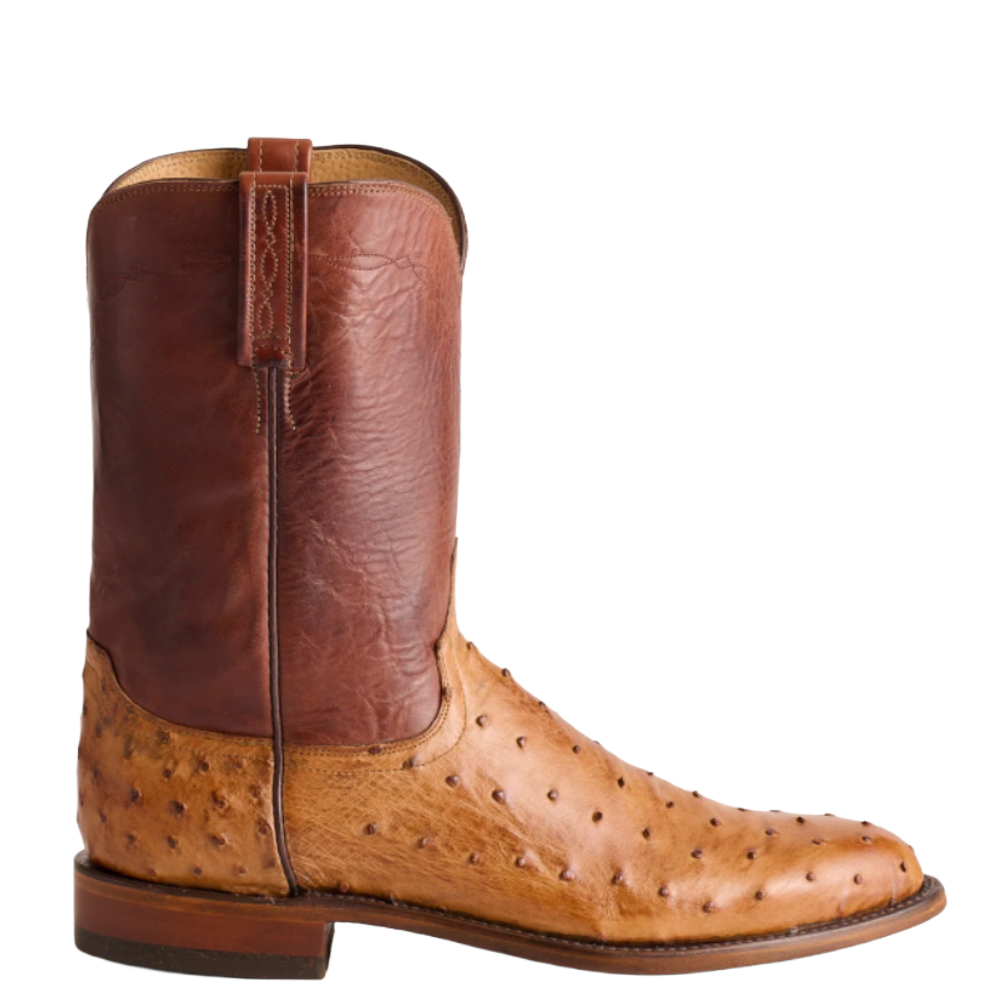 Lucchese Men's Zane Barnwood Brown & Tan Ostrich Western Boot N3036