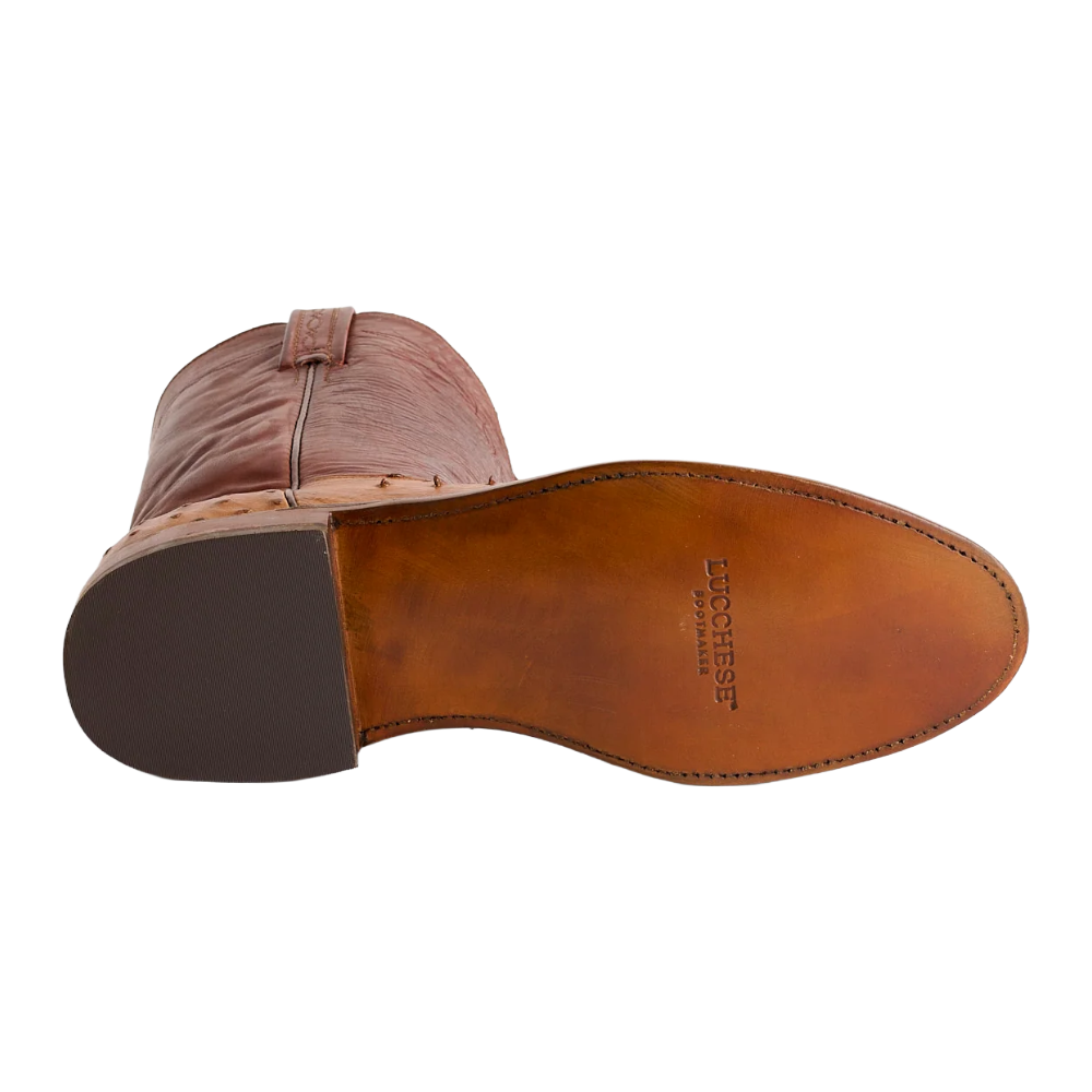 Lucchese Men's Zane Barnwood Brown & Tan Ostrich Western Boot N3036