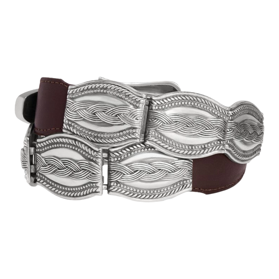 Brighton Ladies Silver Links Brown Western Belt 40203