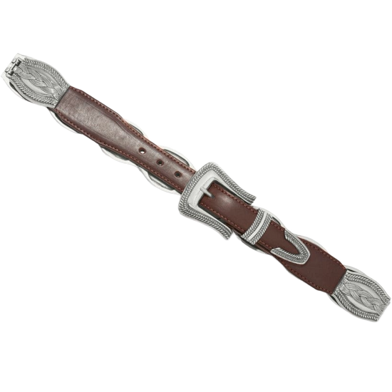 Brighton Ladies Silver Links Brown Western Belt 40203