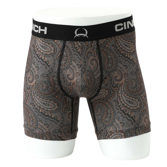 Cinch Men's 6" Paisley Brown Boxer Brief MXY6002035