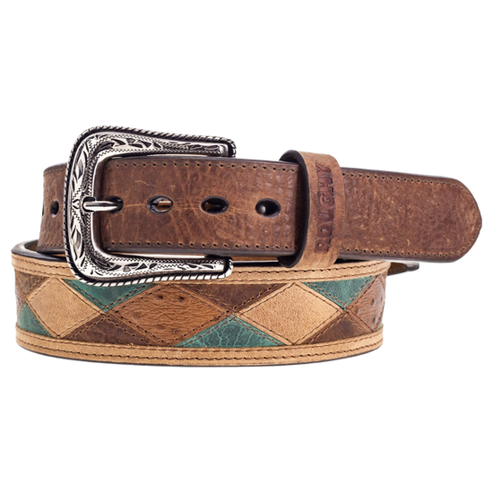 Hooey Men's Ouray Patchwork Brown & Turquoise Western Belt RMBLT054