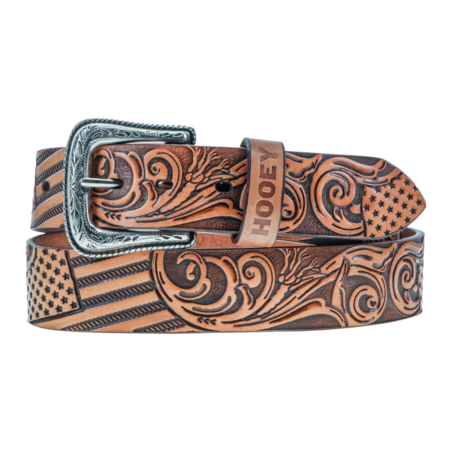 Hooey Men's Liberty Roper Filigree Brown Leather Belt HMBLT072