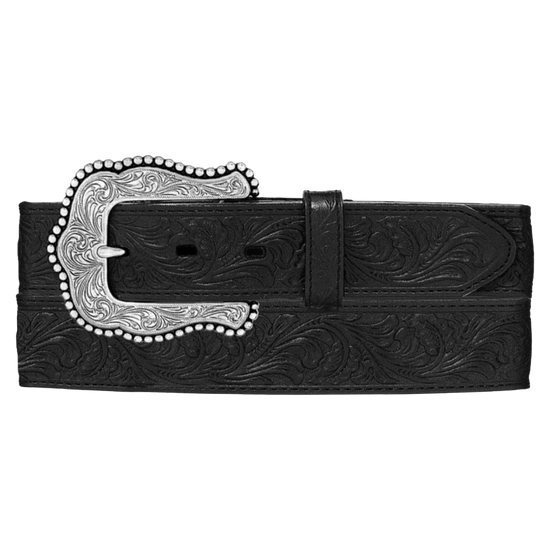 Tony Lama Ladies Layla Floral Embossed Black Western Belt C50733