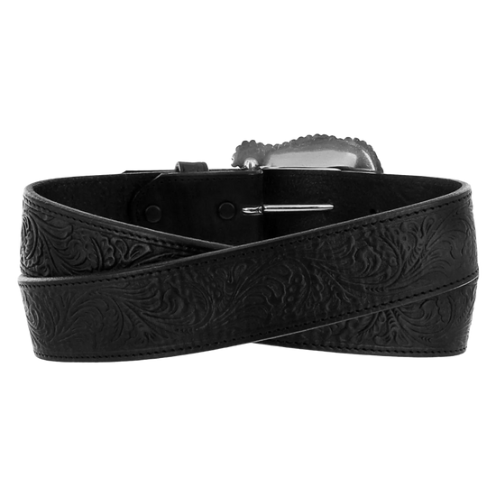 Tony Lama Ladies Layla Floral Embossed Black Western Belt C50733