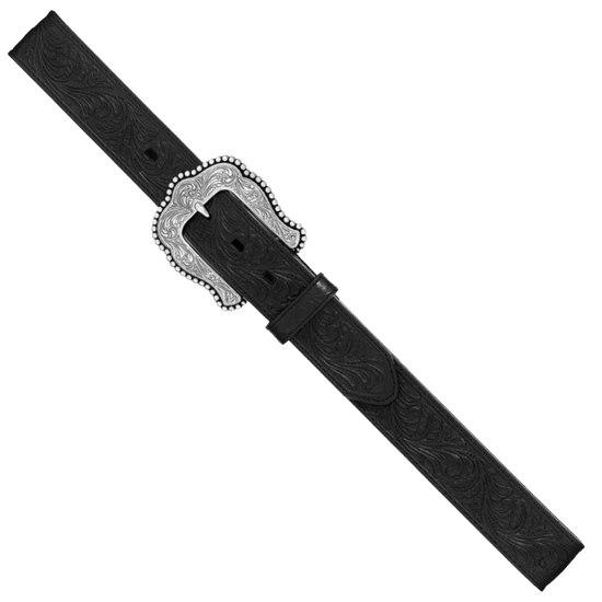 Tony Lama Ladies Layla Floral Embossed Black Western Belt C50733