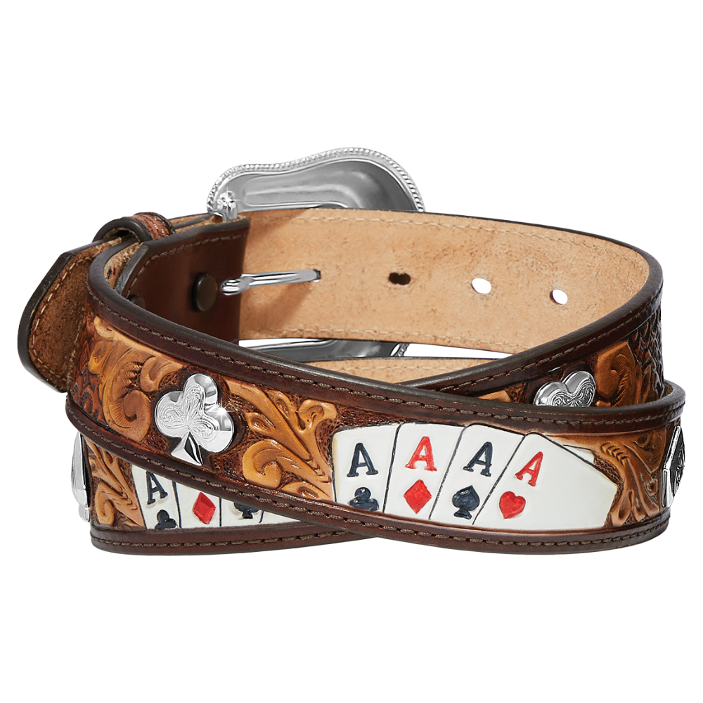 Tony Lama Men's High Roller Graphic Brown Leather Belt C42875