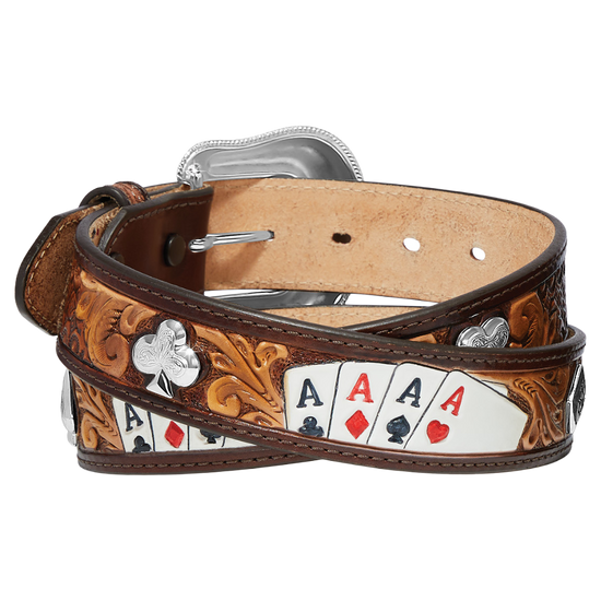 Tony Lama Men's High Roller Graphic Brown Leather Belt C42875
