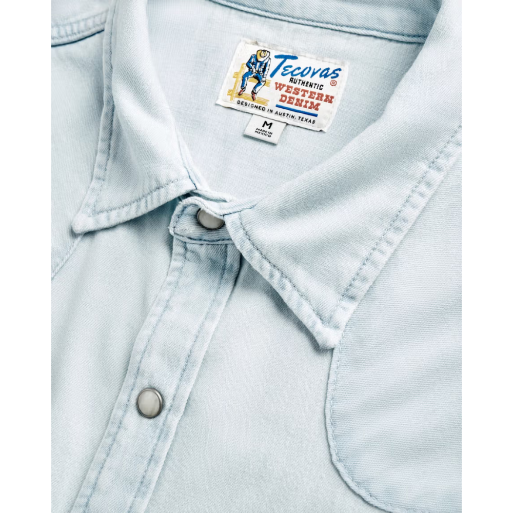 Tecovas Men's Ultra Light Wash Denim Pearl Snap Shirt 40437ULI