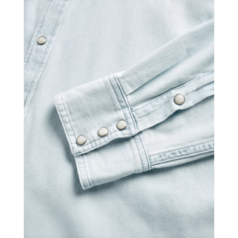 Tecovas Men's Ultra Light Wash Denim Pearl Snap Shirt 40437ULI