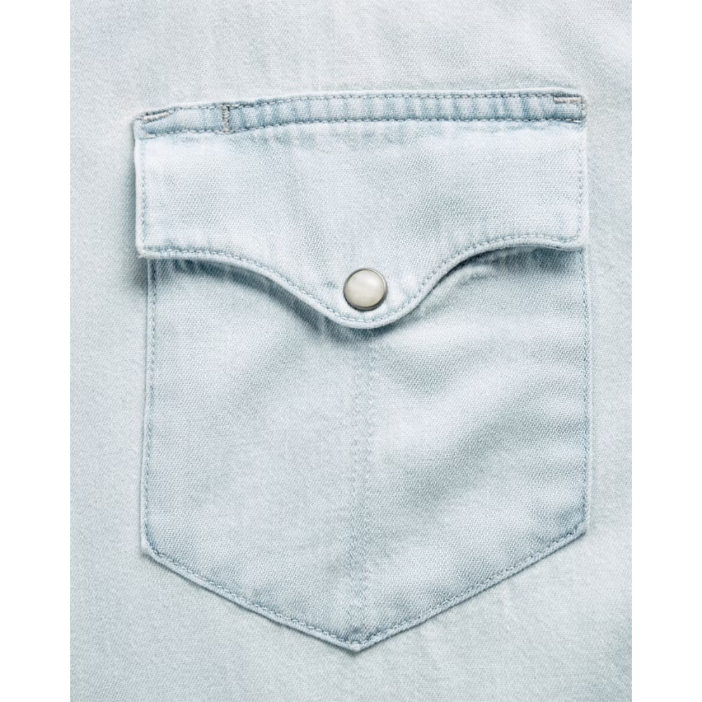 Tecovas Men's Ultra Light Wash Denim Pearl Snap Shirt 40437ULI