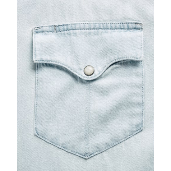 Tecovas Men's Ultra Light Wash Denim Pearl Snap Shirt 40437ULI