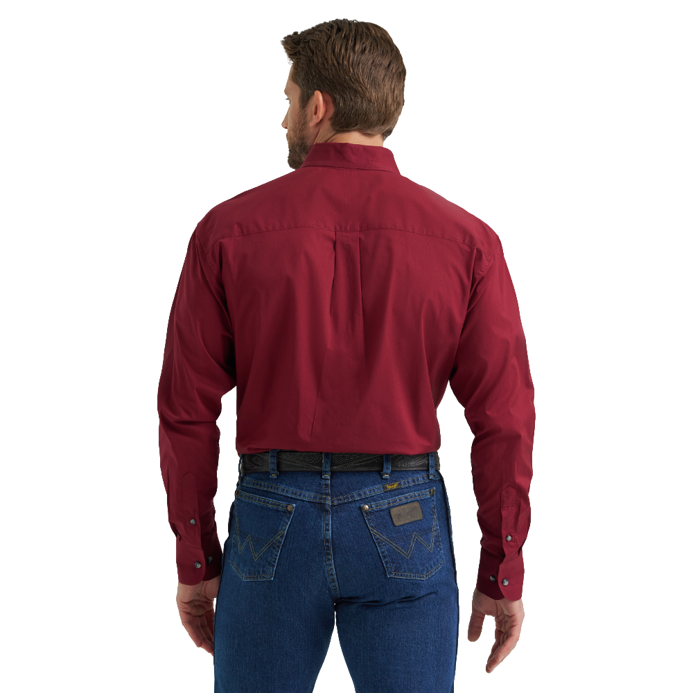 Wrangler Mens George Strait Solid Shirt Burgundy Wine - 112369627 Wrangler Mens George Strait Solid Shirt Burgundy Wine - 112369627