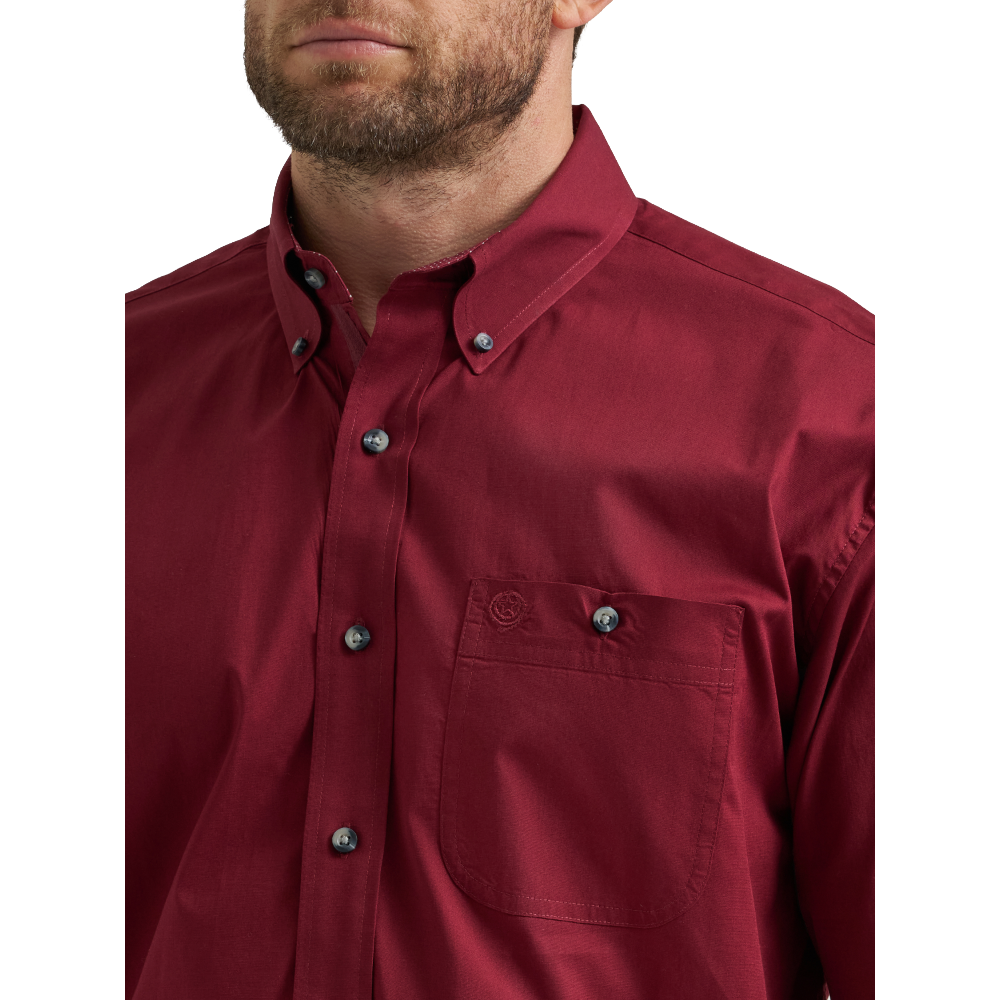 Wrangler Men's George Strait Collection Wine Button Up Shirt 112369627