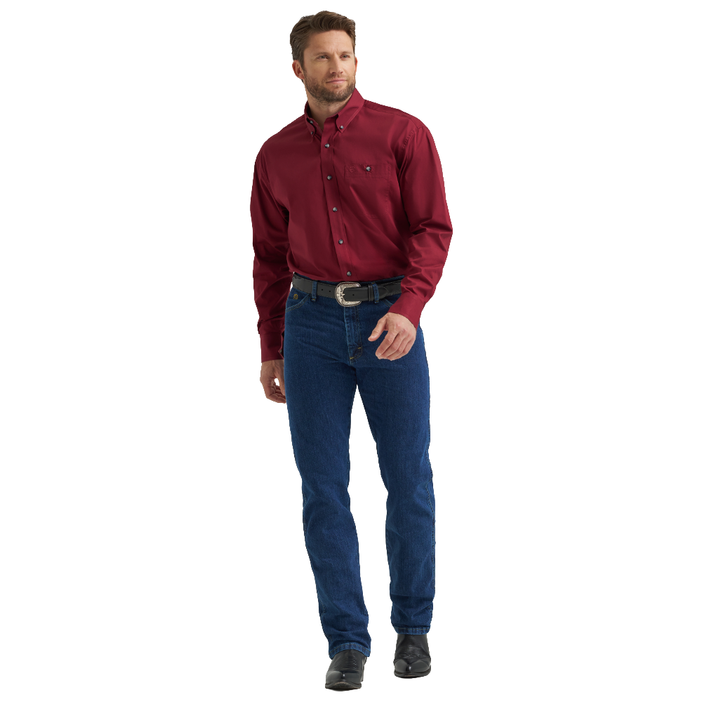 Wrangler Men's George Strait Collection Wine Button Up Shirt 112369627