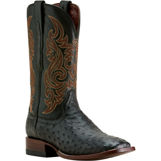 Ariat Men's Classic Cash Black Full Quill Ostrich Western Boots 10063776