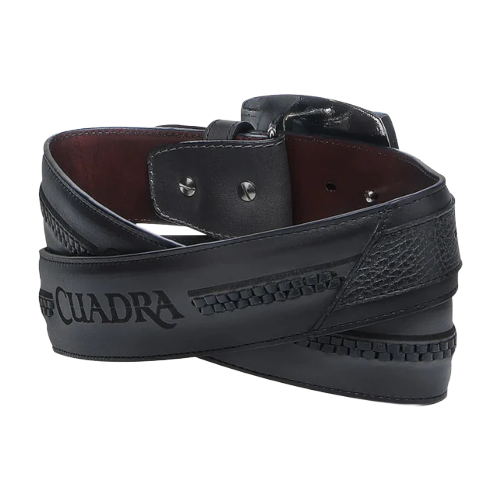 Cuadra Men's Deer Laser Black Leather Belt BC404