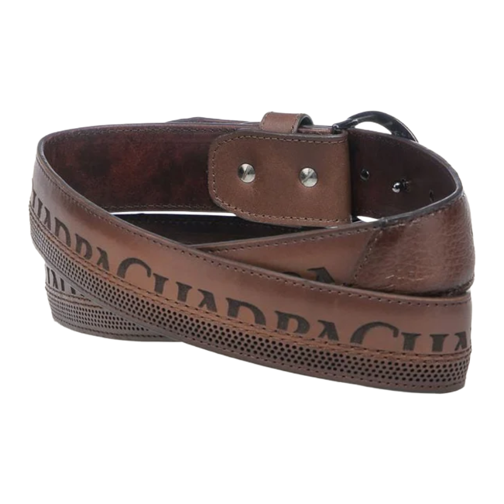 Cuadra Men's Deer Leather Lasered Western Brown Belt BC398