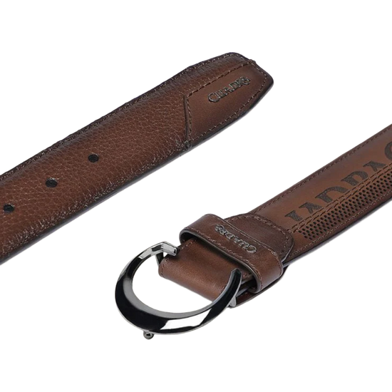 Cuadra Men's Deer Leather Lasered Western Brown Belt BC398