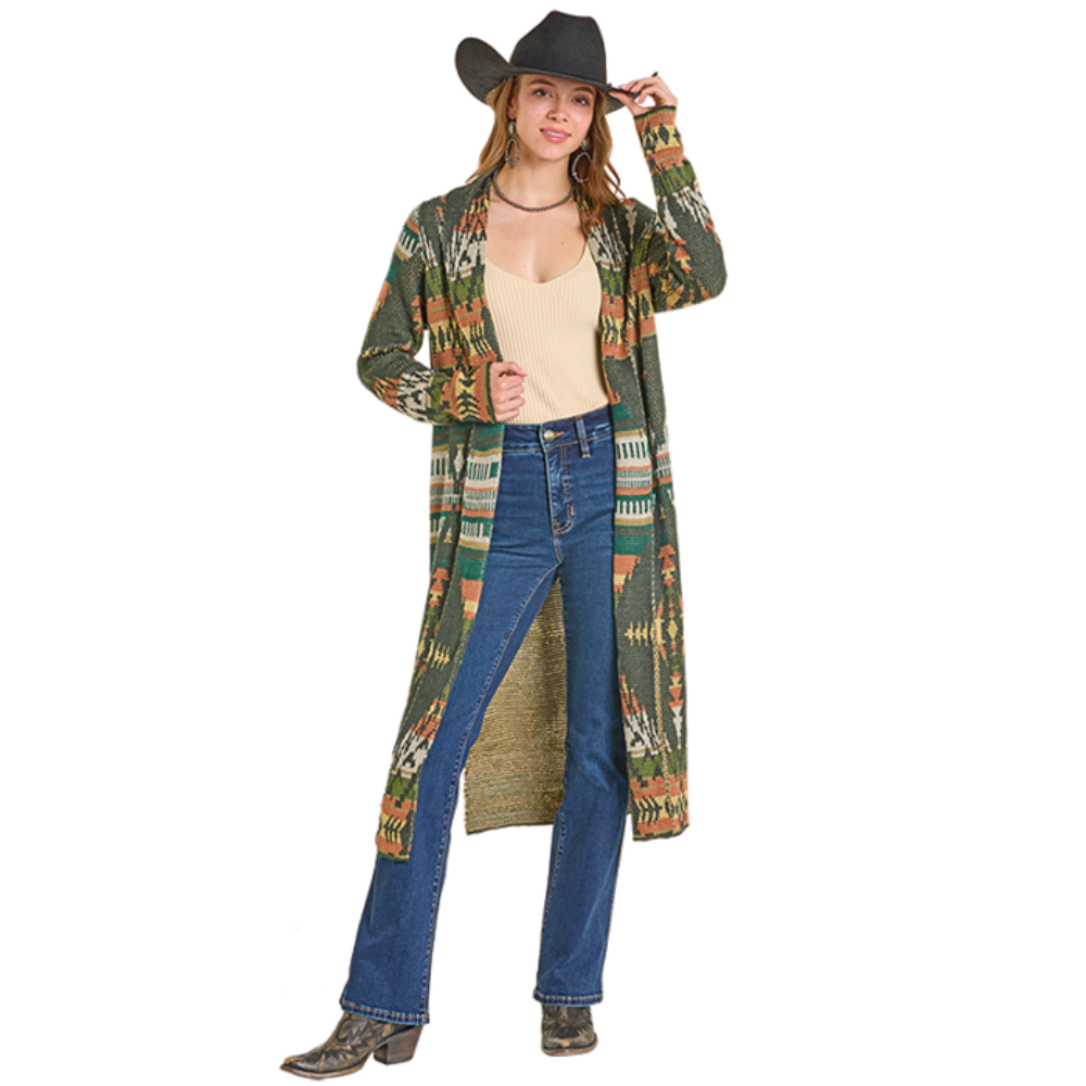 Rock & Roll Ladies Charcoal Aztec Duster BW95T06991-02