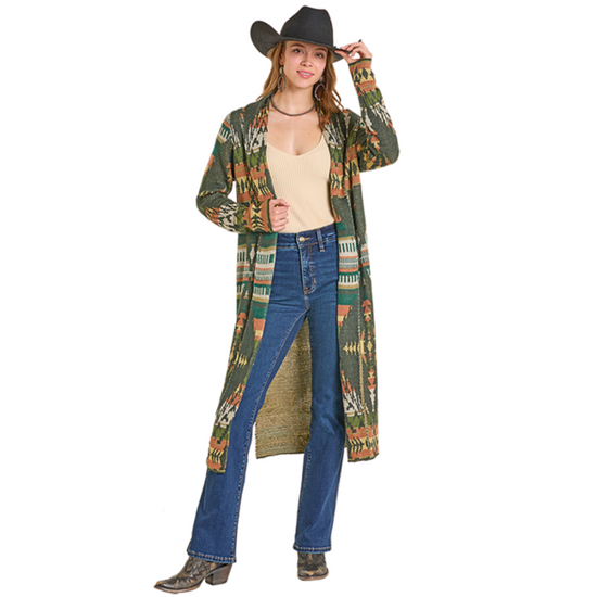 Rock & Roll Ladies Charcoal Aztec Duster BW95T06991-02