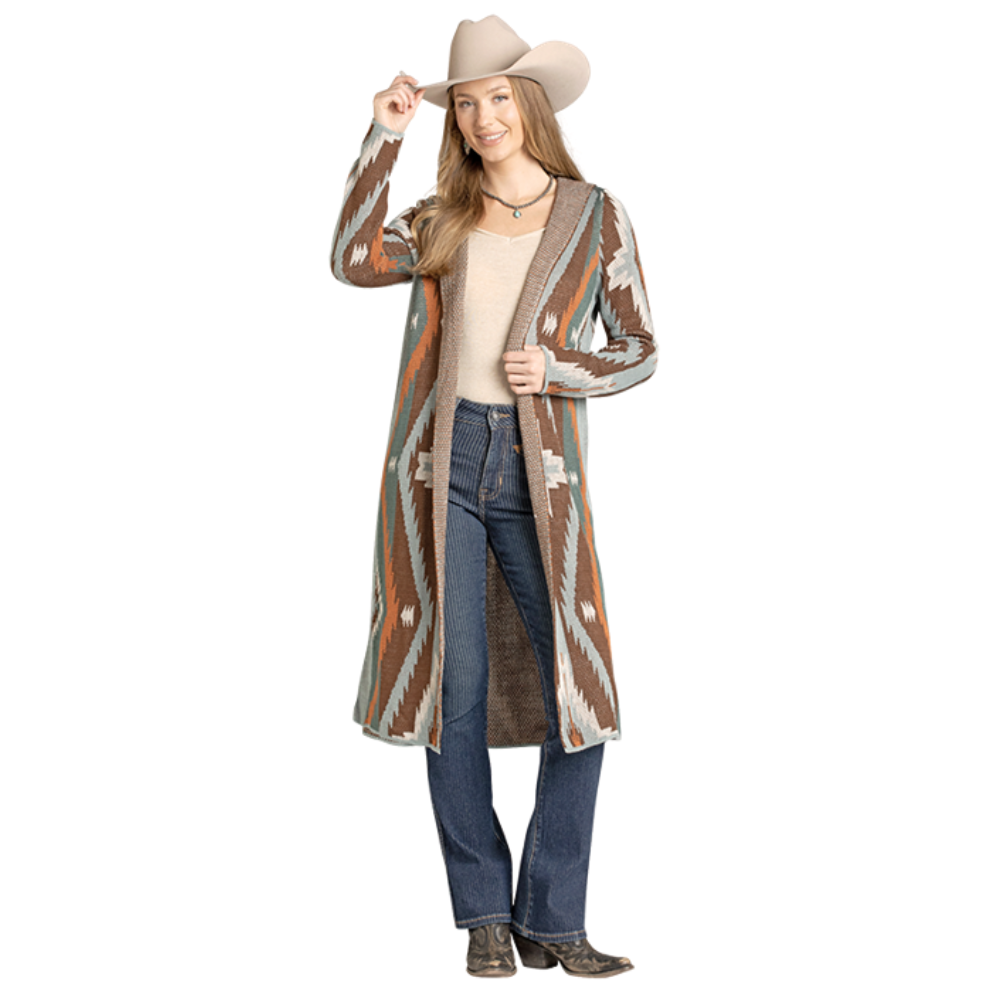 Rock & Roll Ladies Brown Aztec Sweater Cardigan BW95T07015