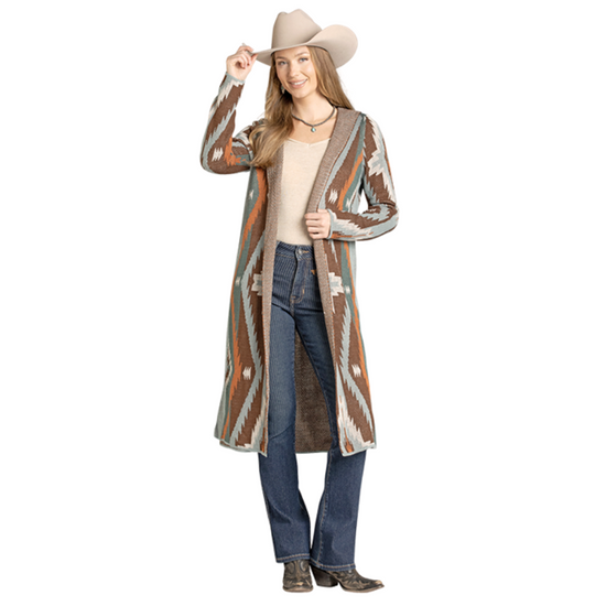 Rock & Roll Ladies Brown Aztec Sweater Cardigan BW95T07015