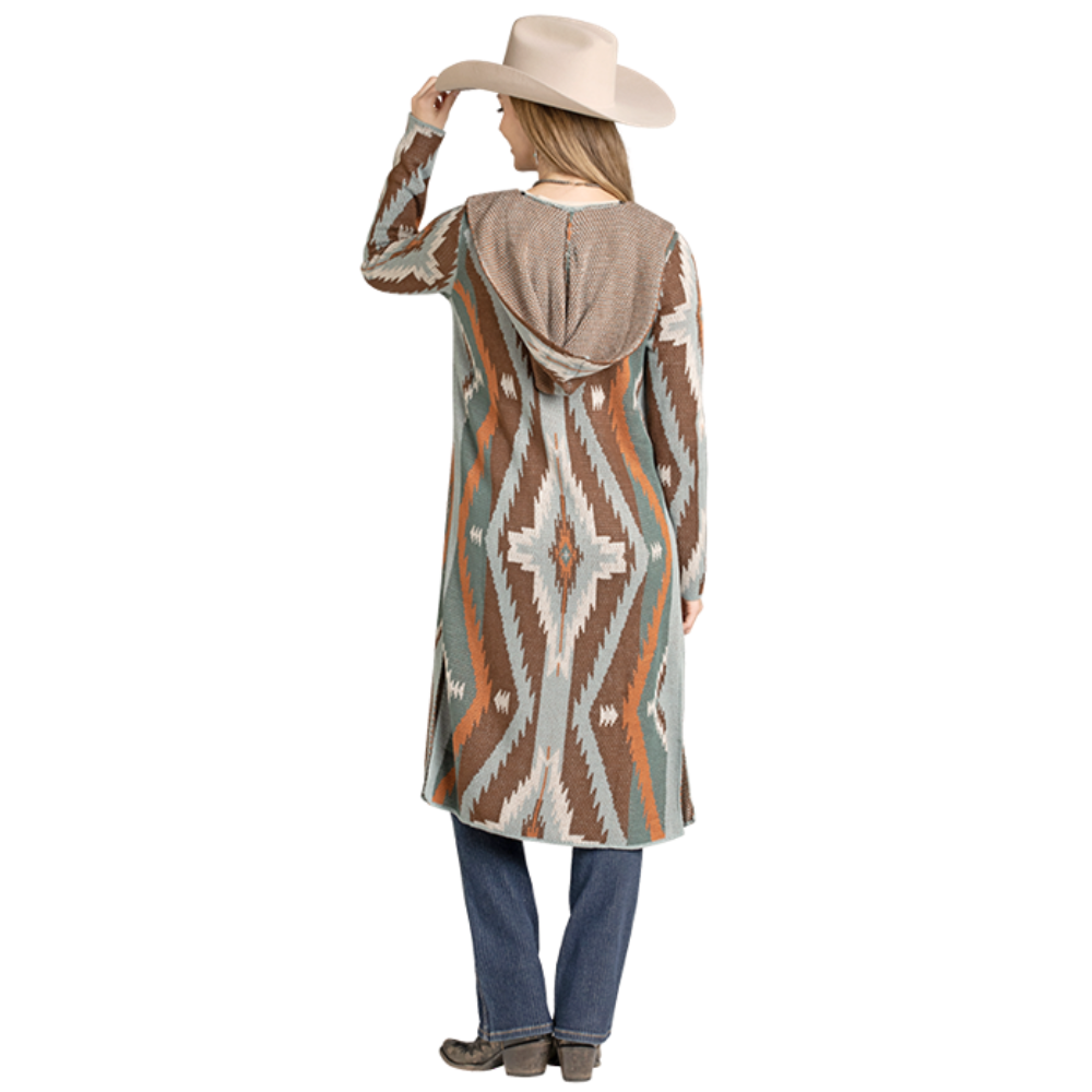 Rock & Roll Ladies Brown Aztec Sweater Cardigan BW95T07015