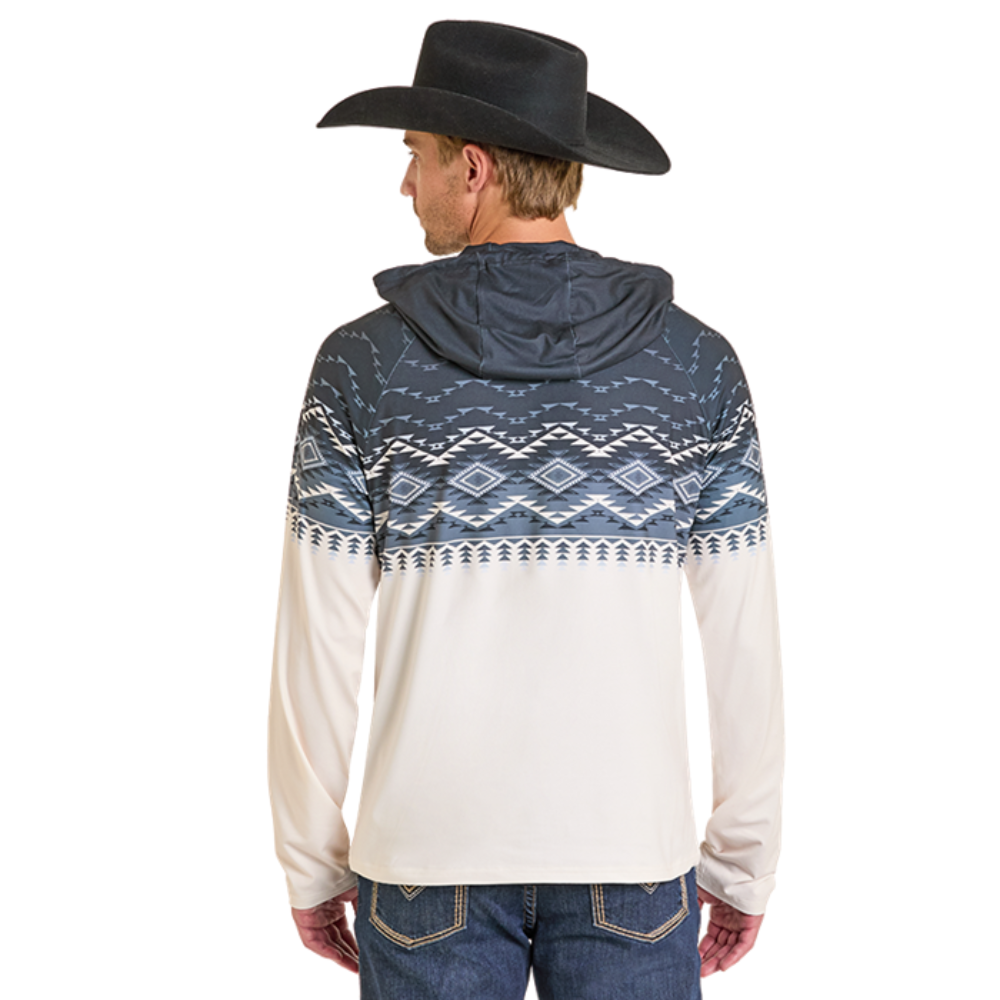 Rock & Roll Men's Cream & Black Aztec Performance Hoodie BM94T07291