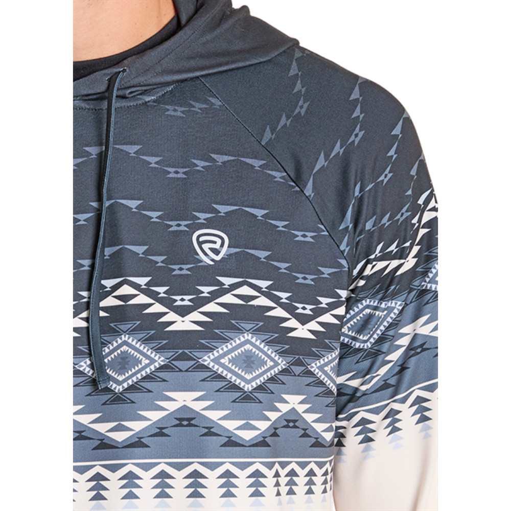 Rock & Roll Men's Cream & Black Aztec Performance Hoodie BM94T07291